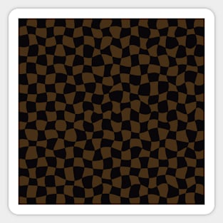 Warped Checkerboard, Black and Brown Sticker